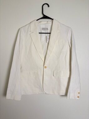 Bonpoint Boys Aristide Linen Blend Suit Jacket In Off White/ Cream Size 14A